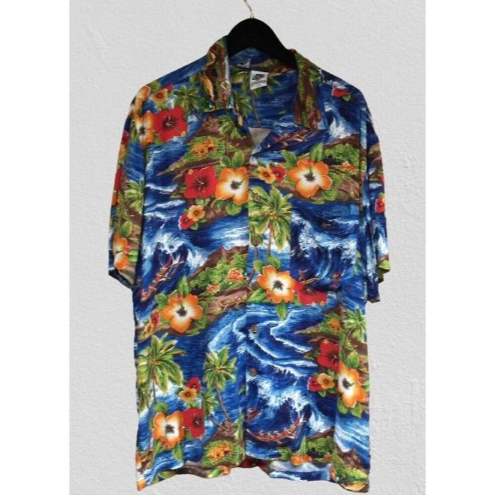Kennington LTD California Mens XL Floral Hawaiian Aloha Shirt Short Sleeve Multi